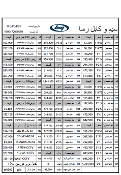 لیست قیمت 